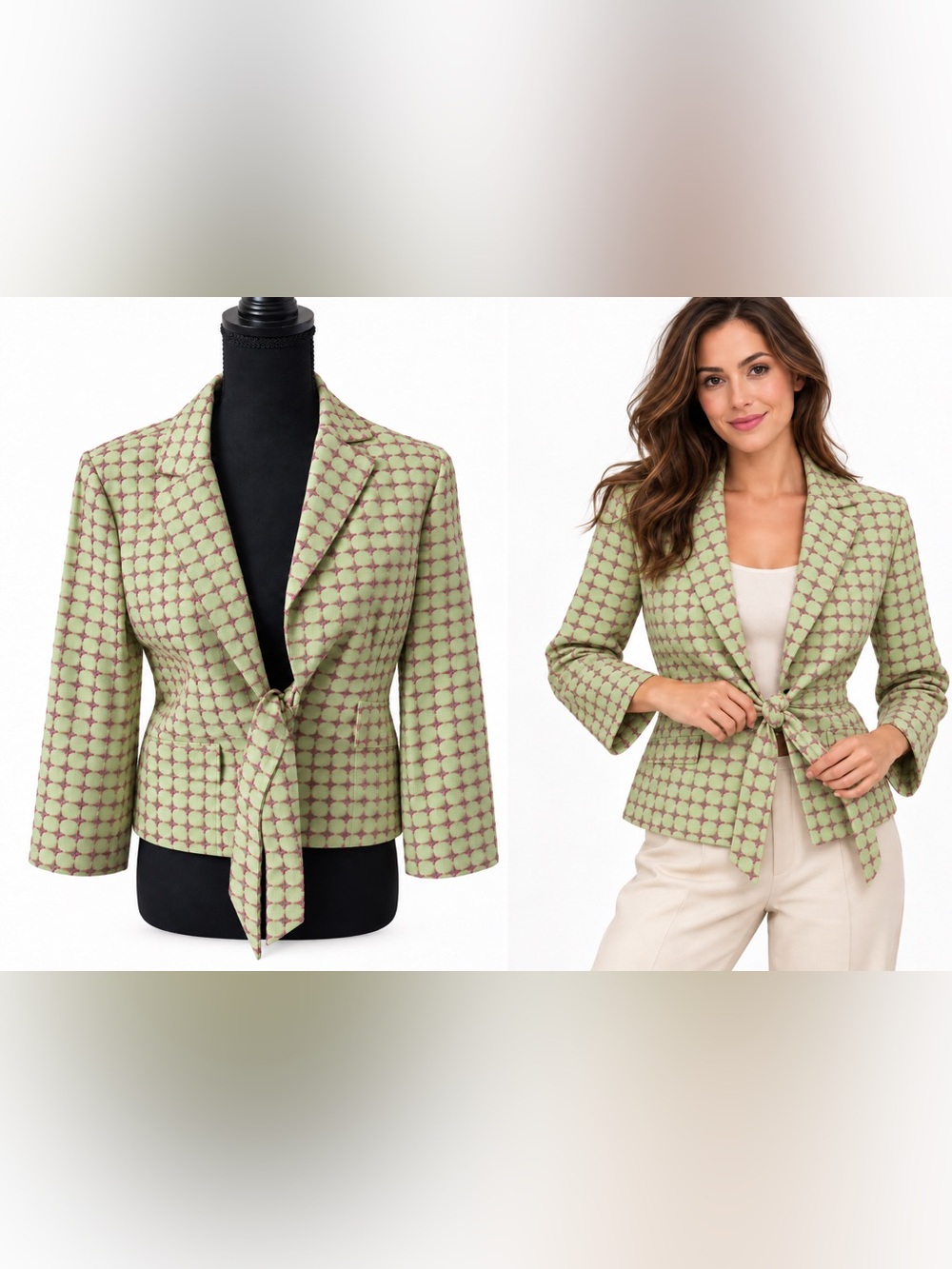 BCBGMAXAZRIA Embroidered Tie-Waist Jacket Blazer Size L